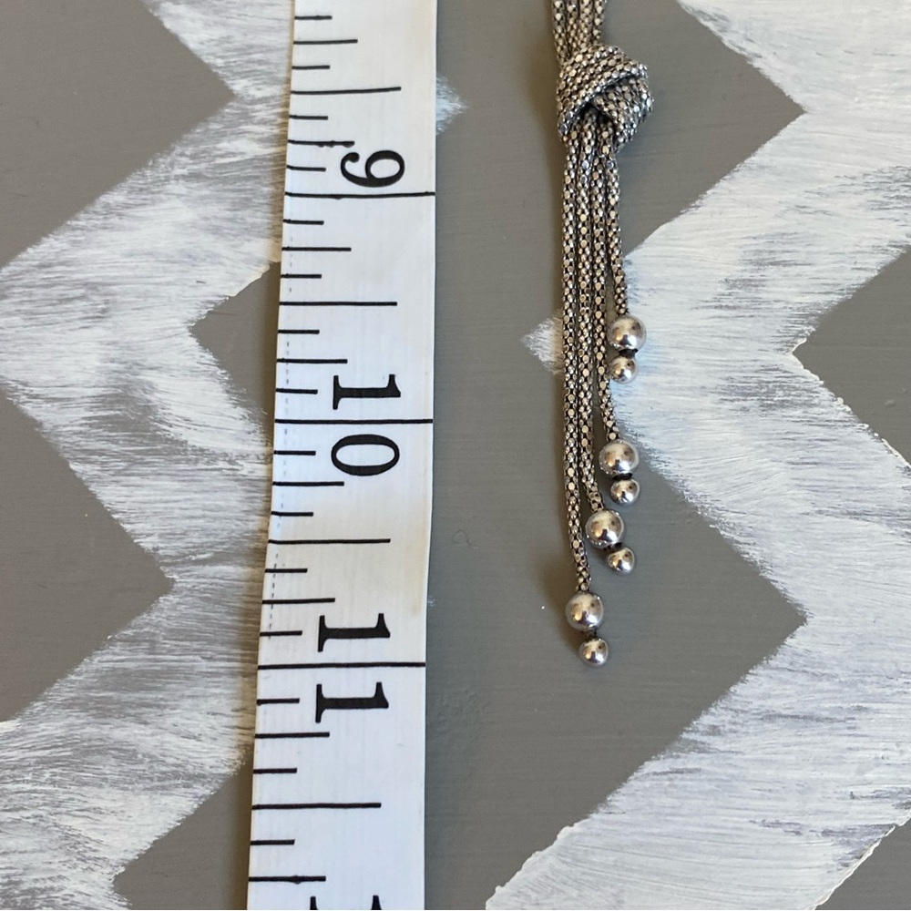 Sterling Silver Double Chain Diamond Cut Knot Necklace - Picture 8 of 11
